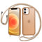 Knrlqim Coque avec Cordon pour Apple iPhone 12/12 Pro 6.1 Pouces Mate,Protection Antichoc Collier Lanière,Étui Housse Portable Lanyard Case Arrière Translucide Givrée Anti-Traces de Doigts,Kaki