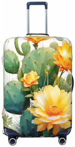 Helhappy Housse de protection pour valise de voyage, motif fleur de cactus lavable, en élasthanne, élastique, 45,7 à 81,3 cm, Fleur de cactus, XL