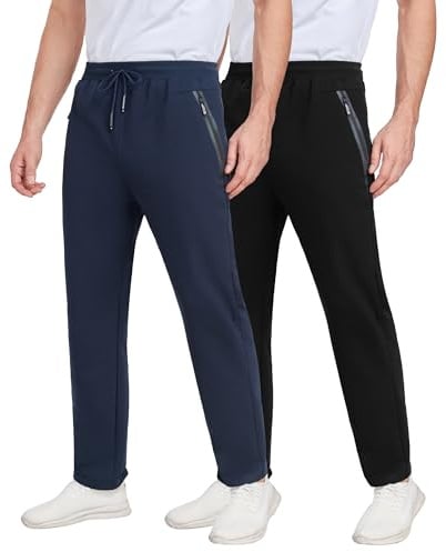 kuzwufs Trainingshose Herren Jogginghose Laufhose 2er Pack Sommer Sport Track Pants Adult Joggen Freizeithose Mit Kordelzug Schwarz/Navy-L