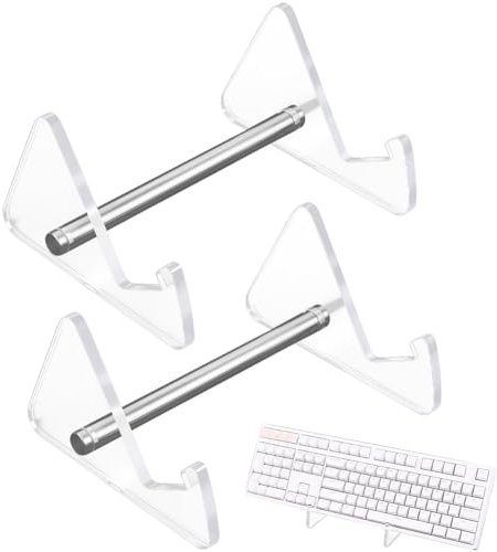 CRASPIRE 2Pcs Clear Keyboard Shelf Keyboard Display Rack Acrylic Iron Portable Removable Mechanical Computer Collection Storage Desktop Stand Holder Tray for Computers Tablet Home Office Accessories