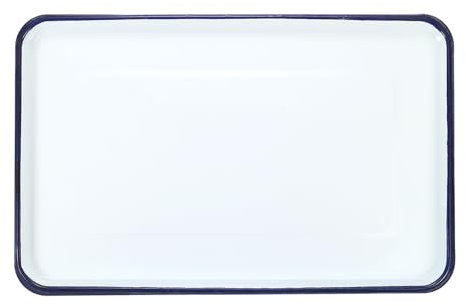 sourcing map Butcher Tray Palette 20 x 14 Metal Triple Enamel Coated Rectangular Tray Holder Artist Painter Painting Tool for Art Paint Acrylic Watercolor Mixing