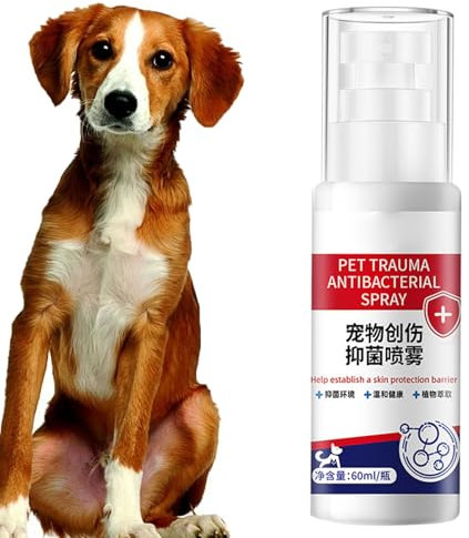 WJnflQN Wundspray Für Hunde - 60ml Wundheilung Sprühflasche,Natürlicher Beruhigender Hautschutz Reizarme Rezeptur Schnellwirkendes Pflegespray Für Junghunde