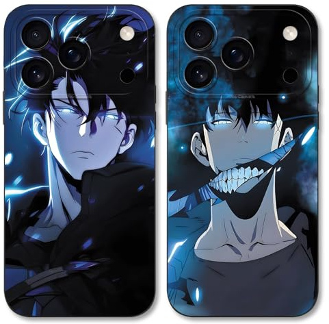 TBNMBGY 2 Stück Schwarz Cartoon Handyhülle für iPhone 17 Pro 6,3 Hülle, Anime Motiv Heißblütiger Manga Muster Silikon TPU Case Fallschutz Kratzfest Stoßfest Jungs Schutzhülle, Manga