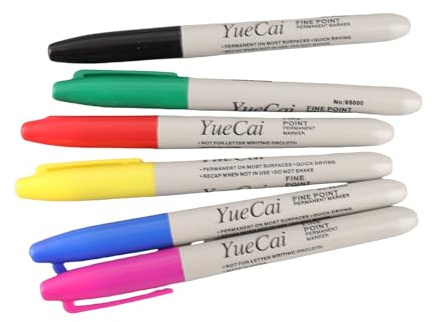 Fdit 6-teiliges Hautmarkierungsstift-Set für Tätowierungen und Permanent Make-up, Ungiftige Positionierungsstifte mit Feiner Spitze für Körperkunst, Mehrfarbige Chirurgische Marker