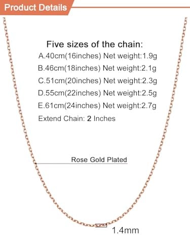 U7 1,4 mm / 2,5 mm O-Kette Damen Herren, Ultraleicht & Hypoallergen, 316L Edelstahl Halskette zum Schichten und für Anhänger, 5cm Verlängerung, 4 Farben, 35-76cm, Perfekt für Alltag