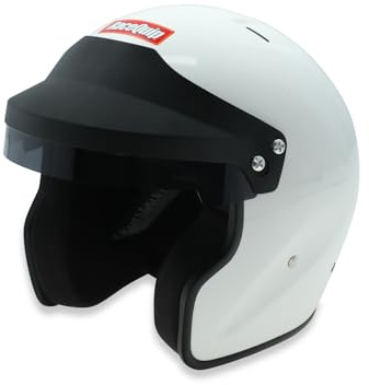 Racequip Helmet, OF25, Open Face, Snell SA2025, Head and Neck Support Ready, White, Large, Each