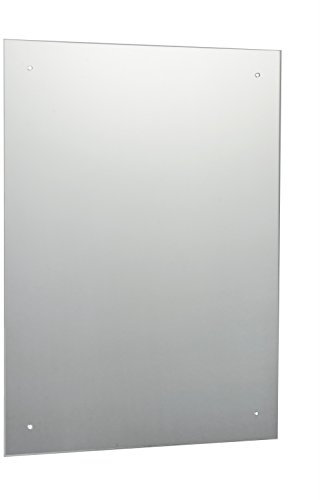 50 x 70cm Waterstone Frameless Bathroom Rectangle Mirror with Pre-Drilled Holes and Wall Hanging Fittings