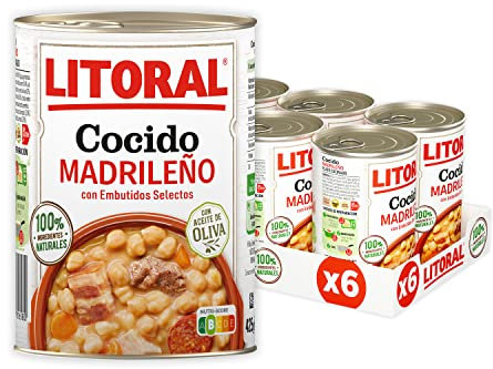 LITORAL Cocido Madrileño - Plato Preparado Sin Gluten - Pack de 6x425g - Total: 2.55kg