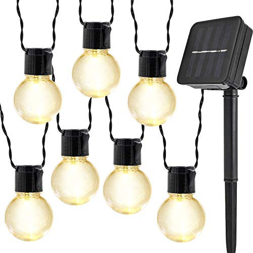 KINGCOO Guirlande Lumineuse Solaire Ampoules, Imperméable 10 LED Globe Boules Lumières Décoratives Lampes à Cordes pour intérieur/Extérieur,Jardin,Décorations de Noël Éclairage (Blanc Chaud)
