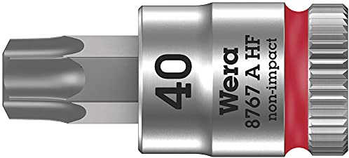 Wera 05003371001 8767 A HF Torx Zyklop Bitnuss mit 1/4 Zoll-Antrieb mit Haltefunktion, TX 40 x 28 mm, Rot