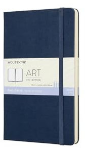 Moleskine 13 x 21 cm Großes Art Collection Skizzenbuch Zeichenblock Notizbuch Album mit Hartcover und elastischem Verschluss, Papier geeignet für Stifte, Bleistifte und Buntstifte, 88 Seiten, Blau