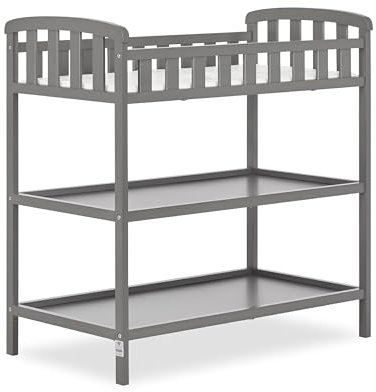 Dream On Me Emily Wickeltisch in Stahlgrau, mit 2,5 cm Wickelunterlage, mit zwei Ablagen, tragbare Wickelstation, aus nachhaltigem neuseeländischem Kiefernholz