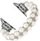GEMEK Pearl Bracelet Compatible with Apple Watch Strap Women 42/44/45/49mm iWatch Strap Series 9/8/7/6/5/4/3/2/1, Artificial Elastic Stretch Bling Diamond Jewelry Wristband Replacement Band (White)