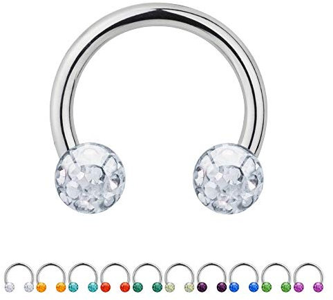 Treuheld® | 1.2mm x 6mm Hufeisen Piercing/Circular Barbell | 3mm Kristall Piercing-Kugeln | Klar - Transparent | Chirurgenstahl | Septum Lippe Ohr