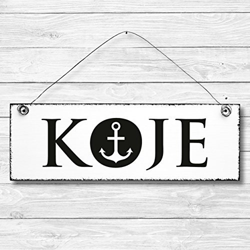 Koje - Schlafzimmer Anker maritim Türschild Dekoschild Wandschild Holz Deko Schild 10x30cm Holzdeko Holzbild Deko Schild Geschenk