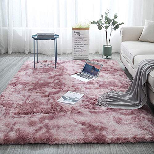 Aujelly Soft Area Rug Schlafzimmer Shaggy Teppich Zottige Teppiche Flauschige Bunte Batik-Teppiche Carpet Neu Rosa 150 x 240 cm