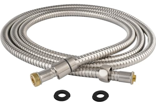 Hibbent Ganzmetall-Brauseschlauch, 228,6 cm (2,3 m) Badezimmer-Handbrauseschlauch, 2,3 m Verlängerung, Ersatzteil mit Messingbeschlägen aus Edelstahl, gebürstetes Nickel