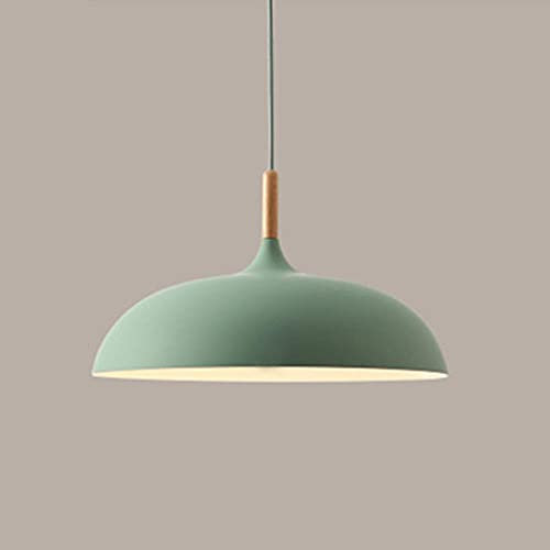 Yenisai Modern Design Hängelampe Retro Rund Kronleuchter Holz Metall LED Pendellampe Nordisch Pendelleuchte für Bar Hotel Büro Halle Teehaus-Grün