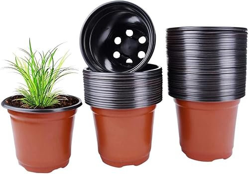 PIQIUQIU 50Pcs Macetas de Plástico para Plantas Macetas de Inicio de Semillas Livianas de Vivero Contenedor de Plantas de Flores(10 x 8 cm)