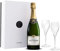 Elegante cofanetto -TAITTINGER- con una bottiglia di Cuvée Prestige 750ml + 2 flutès firmati, Ottima ed esclusiva idea regalo