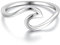 WAVE Ring aus 925 Sterling Silber | Damenring Nickelfrei & Anlaufgeschützt mit Welle | Ringe Minimalistisch Meereswelle Schmal Wellenring (54, Silber)