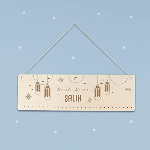 Ramadan Kalender aus Holz personalisiert mit Namen Ramazan Zuckerfest Ramadankalender für Kinder Süßigkeiten Jute-Beutel optional hellomini (ohne Jute-Beutel und Zahlen)