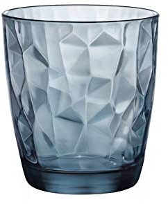 Bormioli Rocco 5128730 Lot de 3 verres à eau diamant en verre, bleu, cl 30, verre