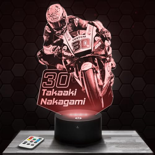 Lampephoto.fr Nachttischlampe - Touch-Nachtlicht GP moto T. Nakagami 3D-LED-Lampe Illusion, Geschenkidee Weihnachten Geburtstag Junge und Mädchen Nachttischlampe Kinder- oder Erwachsenenzimmer