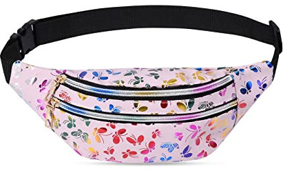 Flintronic Sac Banane Femme Homme en Cuir PU Imperméable, Effet Holographique, Brillant - Sacoche de Ceinture de Voyage, Waist Pack Fanny Pack