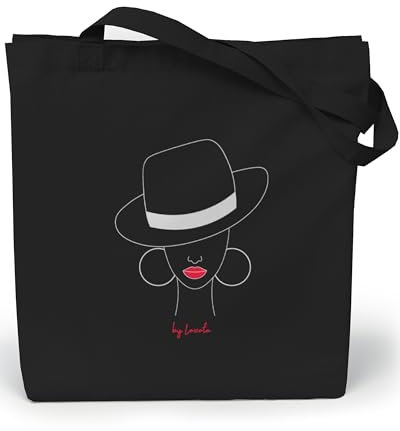 Loxato Tote Bag Negra - Bolsa Tela Negra - Bolsa de Algodón 100% - Bolso Shopper Mujer Negro - Bolsas de Tela Bonitas - Bolsas Reutilizables Compra Algodón