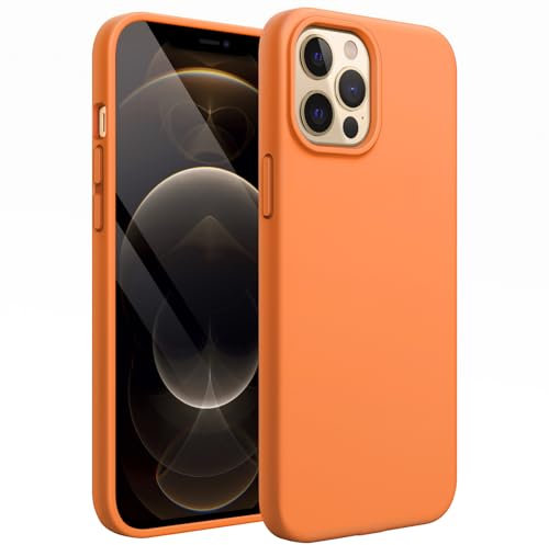 JETech Silikon Hülle für iPhone 12 Pro Max 6,7 Zoll, Ganzkörper Handyhülle mit Seidig-Weicher Berühren, Stoßfest Schutzhülle mit Mikrofaser-Futter (Gelborange)