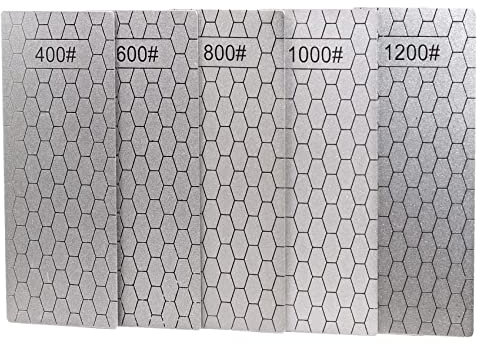 Jewboer 5-teiliges Diamant-Schleifstein-Set, Diamant-Schleifplatte, grob/mittel/feine Körnung, Körnung 400/600/800/1000/1200