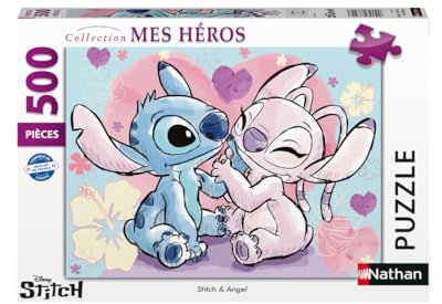 Nathan Puzzle 500 Teile Stitch & Angel - Erwachsene und Kinder ab 12 Jahren - Hochwertiges Puzzle - Perfekte Einbettung - Meine Helden Kollektion - Disney - 87322