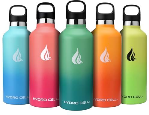 HYDRO CELL Stainless Steel Water Bottle w/Straw & Standard Mouth Lids - Keeps Liquids Hot or Cold with Double Wall Vacuum Insulated Sweat Proof Sport Design (Mint/Green, 32oz)