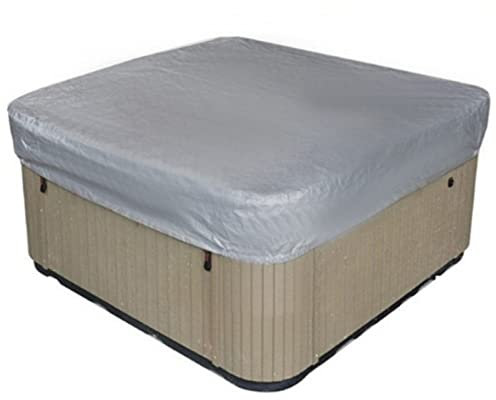 Quadratische Whirlpool-Abdeckung, wasserdichte 190T Polyester-Spa-Abdeckung, strapazierfähig, wetterfest, für Whirlpool, Outdoor-Whirlpool-Abdeckung, grau, 220 x 220 x 90 cm