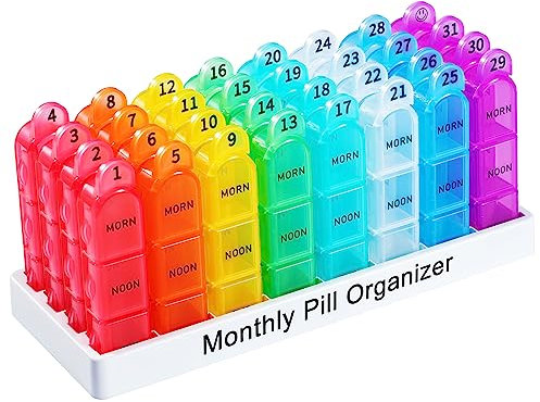 Zoksi Monat Tablettenbox 3 Fächer, Pillendose Morgen-Mittag-Abend, Tablettenbox 31 tage 3 Mal am Tag, 30 Tage Monatliche Pillendose, Medikamentenbox mit 96 Fächern für die Aufbewahrung von Tabletten