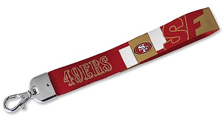 Rico Industries NFL Football San Francisco 49ers Standard-Handgelenk-Schlüsselband, niedlicher Handgelenkriemen, Schlüsselanhänger für Damen und Herren, Autoschlüssel, Ausweise, Karte, Geldbörse