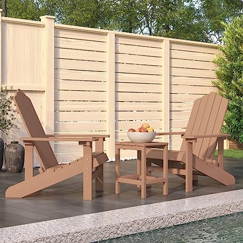 Hommdiy Deckchair Adirondack Stuhl Adirondack-Gartenstühle mit Tisch HDPE Braun