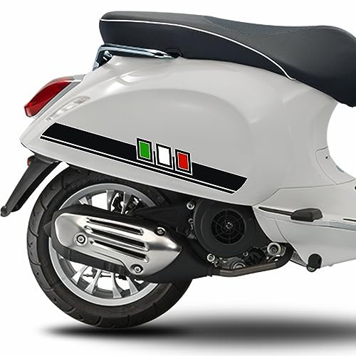 Kit 2 adesivi decal stickers fascia vintage TRICOLORE ITALIA compatibili con PIAGGIO VESPA PRIMAVERA LIVERY scegli colore Cod. 2013 (070 Nero)
