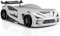 Aileenstore Autobett Kinder Kinderbett Rio 90x200 Rennwagenbett inkl. Lattenrost LED-Leuchte Spoiler (inkl. Creativ Fresh H2 Matratze, Weiß inkl. Sportsitze)