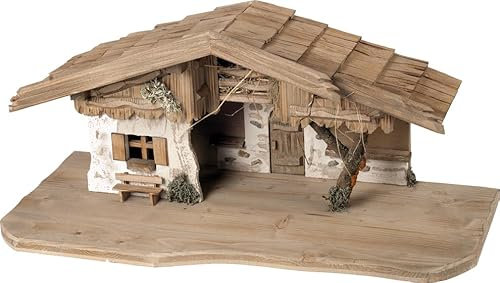 FADEDA Stall Wallgau, antik/Höhe:28 cm/handbemalt/detailgetreue Krippen Figuren - Weihnachten Tisch Dekoration Krippe Zubehör