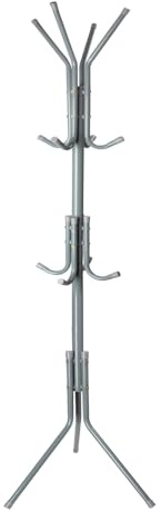 1ABOVE Porte-manteau en métal, 12 crochets, arbre à vêtements autoportant, idéal pour chapeaux, écharpes, manteaux, vestes, parapluies et sacs, H 170 cm (gris)