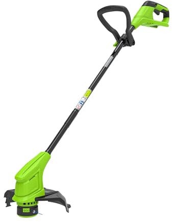 Greenworks 24V Akku Rasentrimmer für kleine bis mittelgroße Gärten, 25 cm Schnittbreite, automatischer Vorschub 1,65 mm Nylon Faden, MIT 24V 2Ah Akku & Ladegerät, 3 Jahre Garantie G24LT25K2