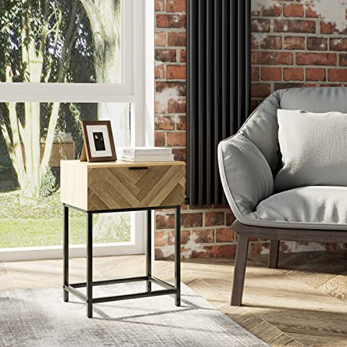 Gall&Zick Nachttisch, Beistelltisch mit Schublade, Modernes Möbel, Hoher Beistelltisch für Schlafzimmer, Wohnzimmer