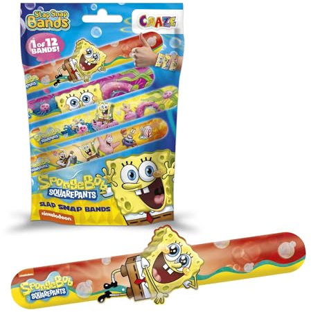 Slap Snap Bands Armbänder SpongeBoB - Schnapparmband Kinder mit SpongeBob Schammkopf-Motiv, Klatscharmband Kinder