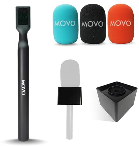 Movo WMX-HM Wireless Interview Microphone Adapter w/Mic Flag - Compatible with DJI Mic, Rode Wireless GO, Hollyland Lark, and More - Great for Interviews, Reporters, and Content Creation