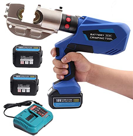 Elektrische hydraulische Crimpzange, wiederaufladbar, hydraulische Zange, Batterie, elektrisches Stromkabel, Crimpzange, 16–400 mm², 360° drehbarer Zangenkopf