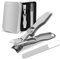 Cumuul Nagelknipser Cumulus Nagelknipser mit Fänger, Edelstahl große Anti-Splash-Nagelknipser, Ultra scharfe Fingernagel- und Zehennagelknipser, tragbares Nagelknipser-Set (Silber)
