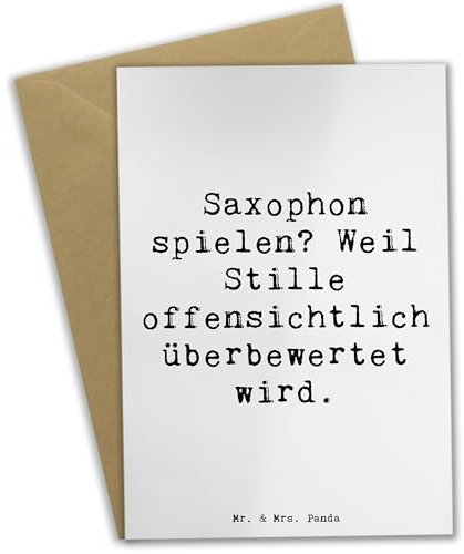 Mr. & Mrs. Panda Grußkarte Spruch Saxophon Leidenschaft - Geschenk, Klang, Lernen, Ansichtskarten, Musikinstrument, Profimusiker, Spieler,