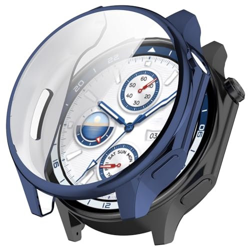 FTRONGRT Hülle für OnePlus Watch 2, All-Inclusive-Schutz mit Weicher TPU-Beschichtung, Uhrengehäuse, Stoßfest, Hülle für OnePlus Watch 2 Betrachten.Mitternachtsblau